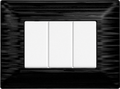 Placca in Plastica Satinata Nera Compatibile Bticino Matix - 3 Posti - Ettroit