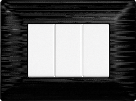 Placca in Plastica Satinata Nera Compatibile Bticino Matix - 3 Posti - Ettroit