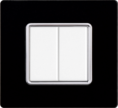 Placca in Vetro Nera Compatibile Bticino Matix - 2 Posti - Ettroit
