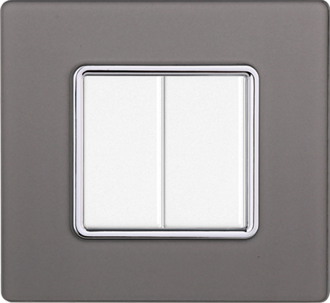 Placca in Vetro Silver Compatibile Bticino Matix - 2 Posti - Ettroit