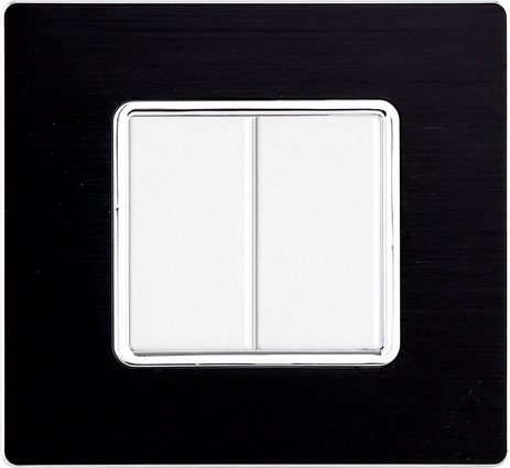 Placca in Alluminio Nera Compatibile Bticino Matix - 2 Posti - Ettroit
