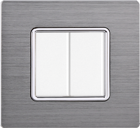 Placca in Alluminio Silver Compatibile Bticino Matix - 2 Posti - Ettroit