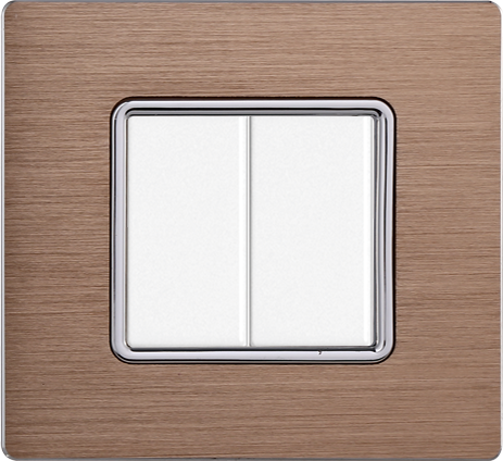 Placca in Alluminio Oro Compatibile Bticino Matix - 2 Posti - Ettroit