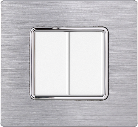 Placca in Alluminio Silver Lucido Compatibile Bticino Matix - 2 Posti - Ettroit