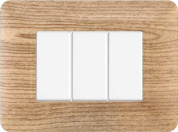 Placca in Plastica Legno Chiaro Compatibile Bticino Matix - 3 Posti - Ettroit