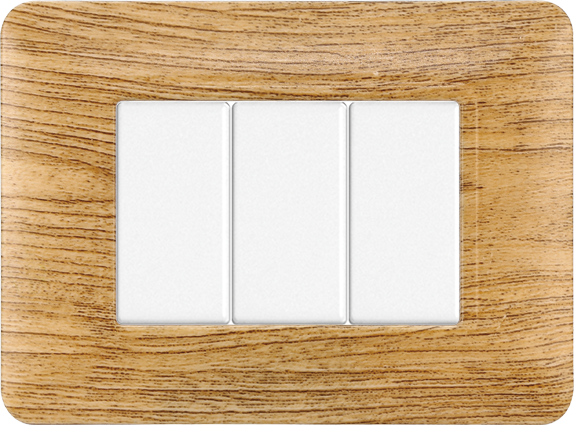 Placca in Plastica Legno Scuro Compatibile Bticino Matix - 3 Posti - Ettroit
