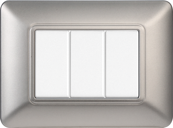 Placca in Plastica Silver Compatibile Bticino Matix - 3 Posti - Ettroit