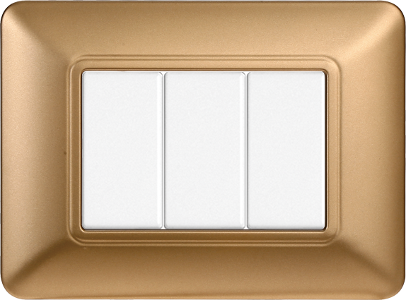 Placca in Plastica Oro Compatibile Bticino Matix - 3 Posti - Ettroit