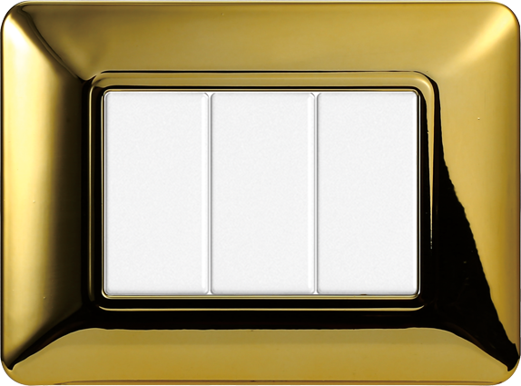 Placca in Plastica Oro Lucido Compatibile Bticino Matix - 3 Posti - Ettroit