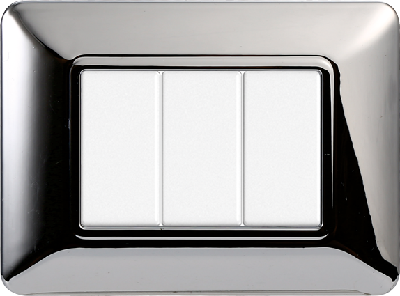 Placca in Plastica Cromato Lucido Compatibile Bticino Matix - 3 Posti - Ettroit