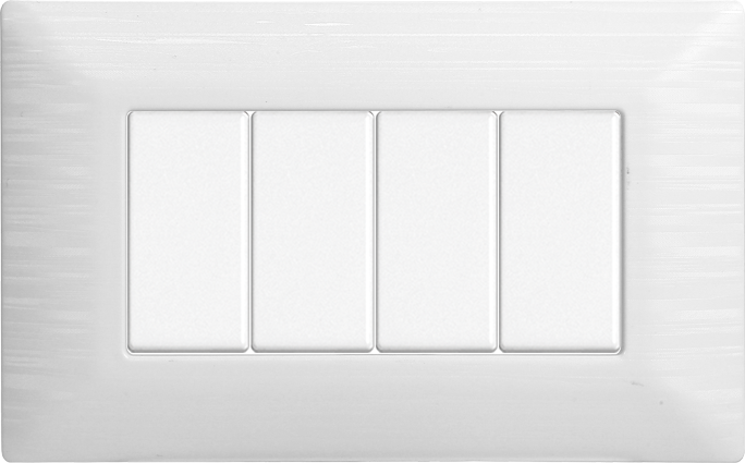 Placca in Plastica Satinata Bianca Compatibile Bticino Matix - 4 Posti - Ettroit