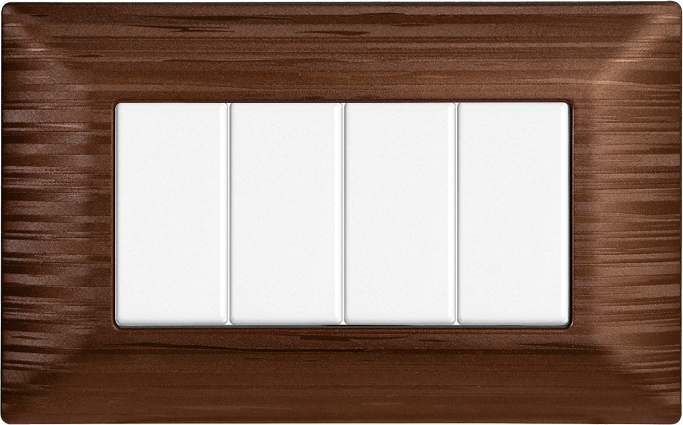Placca in Plastica Satinata Bronzo Compatibile Bticino Matix - 4 Posti - Ettroit