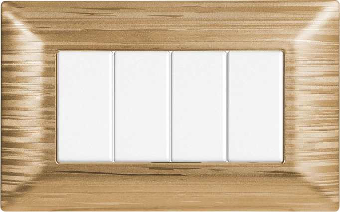 Placca in Plastica Satinata Oro Compatibile Bticino Matix - 4 Posti - Ettroit
