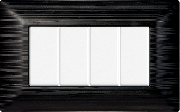 Placca in Plastica Satinata Nera Compatibile Bticino Matix - 4 Posti - Ettroit
