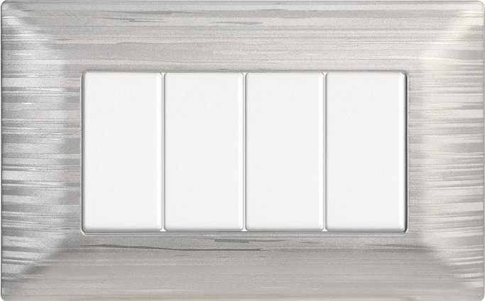 Placca in Plastica Satinata Silver Compatibile Bticino Matix - 4 Posti - Ettroit