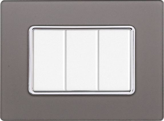 Placca in Vetro Silver Compatibile Bticino Matix - 3 Posti - Ettroit