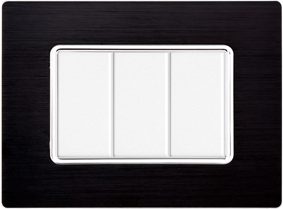 Placca in Alluminio Nera Compatibile Bticino Matix - 3 Posti - Ettroit