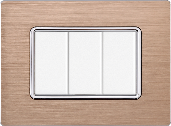 Placca in Alluminio Oro Compatibile Bticino Matix - 3 Posti - Ettroit