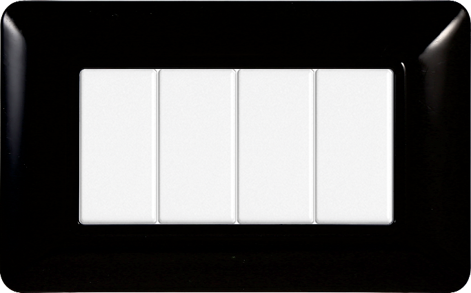 Placca in Plastica Nera Compatibile Bticino Matix - 4 Posti - Ettroit