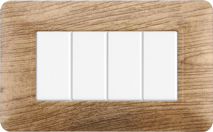 Placca in Plastica Legno Chiaro Compatibile Bticino Matix - 4 Posti - Ettroit