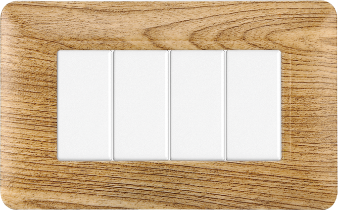 Placca in Plastica Legno Scuro Compatibile Bticino Matix - 4 Posti - Ettroit