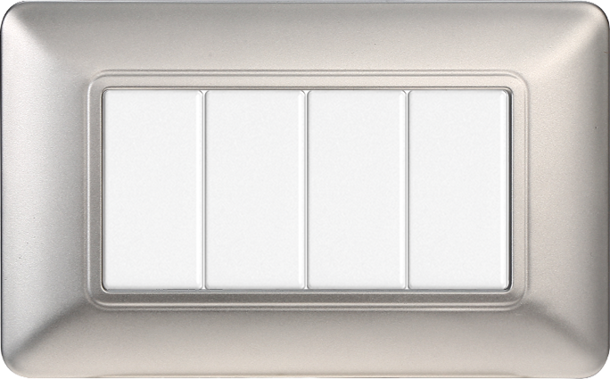 Placca in Plastica Silver Compatibile Bticino Matix - 4 Posti - Ettroit