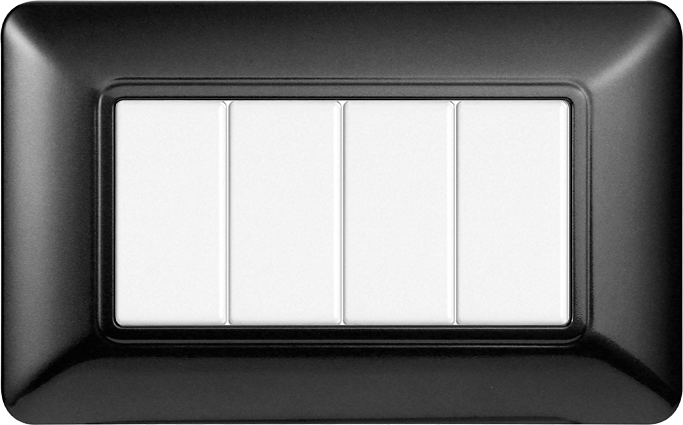 Placca in Plastica Acciaio Scuro Compatibile Bticino Matix - 4 Posti - Ettroit