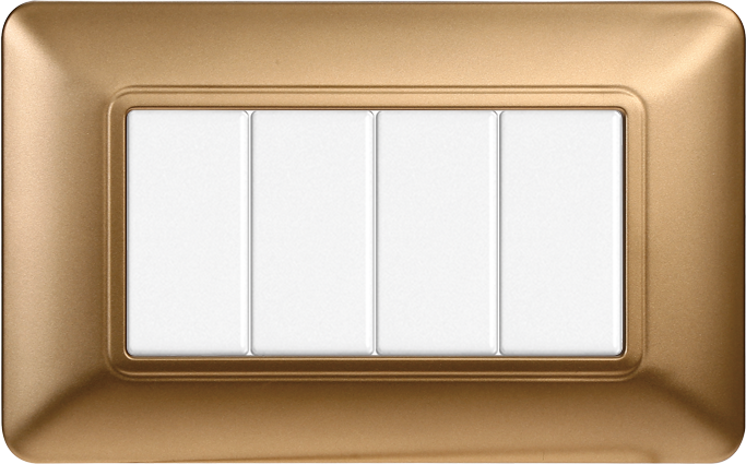 Placca in Plastica Oro Compatibile Bticino Matix - 4 Posti - Ettroit