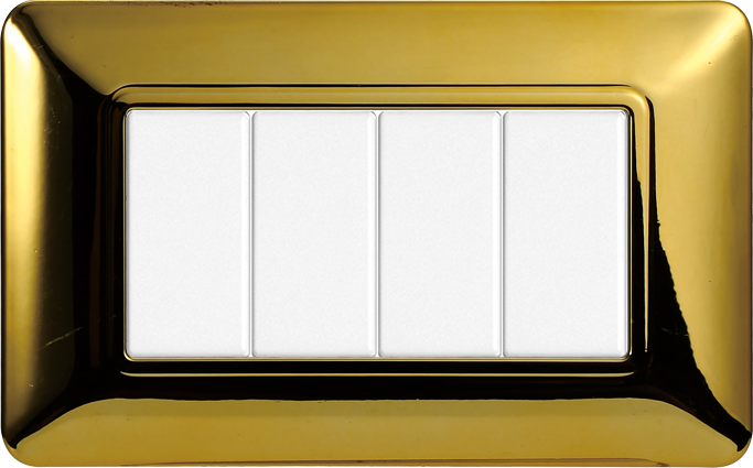 Placca in Plastica Oro Lucido Compatibile Bticino Matix - 4 Posti - Ettroit