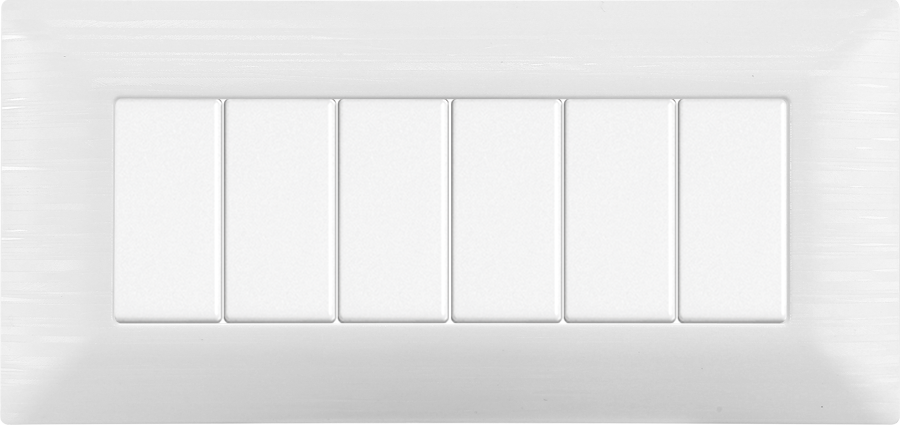 Placca in Plastica Satinata Bianca Compatibile Bticino Matix - 6 Posti - Ettroit