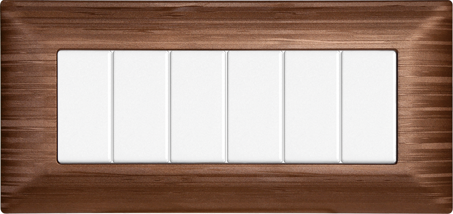 Placca in Plastica Satinata Bronzo Compatibile Bticino Matix - 6 Posti - Ettroit