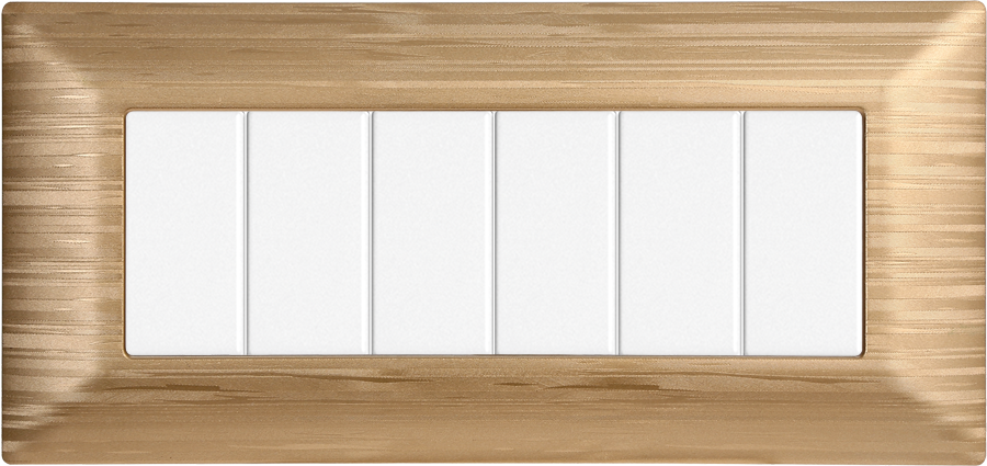 Placca in Plastica Satinata Oro Compatibile Bticino Matix - 6 Posti - Ettroit
