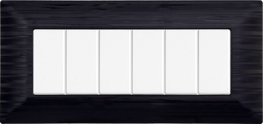 Placca in Plastica Satinata Nera Compatibile Bticino Matix - 6 Posti - Ettroit