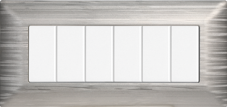Placca in Plastica Satinata Silver Compatibile Bticino Matix - 6 Posti - Ettroit