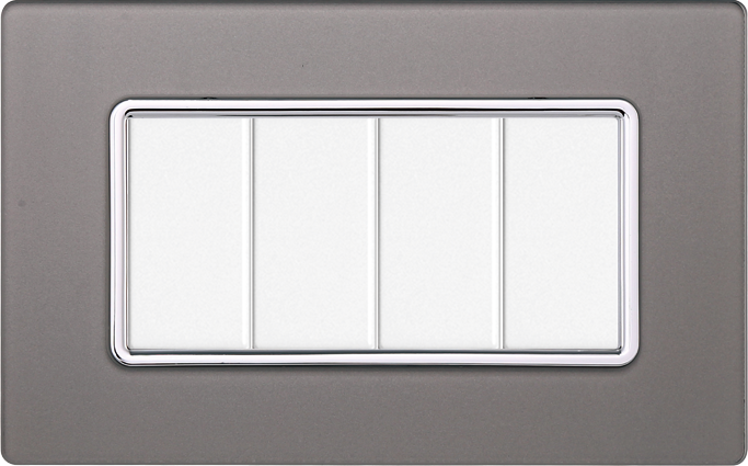 Placca in Vetro Silver Compatibile Bticino Matix - 4 Posti - Ettroit