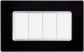 Placca in Alluminio Nera Compatibile Bticino Matix - 4 Posti - Ettroit