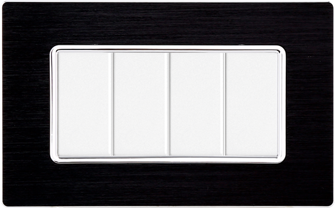 Placca in Alluminio Nera Compatibile Bticino Matix - 4 Posti - Ettroit