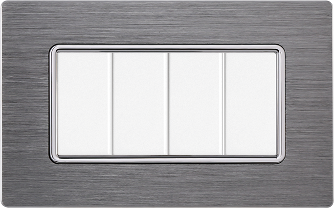 Placca in Alluminio Silver Compatibile Bticino Matix - 4 Posti - Ettroit