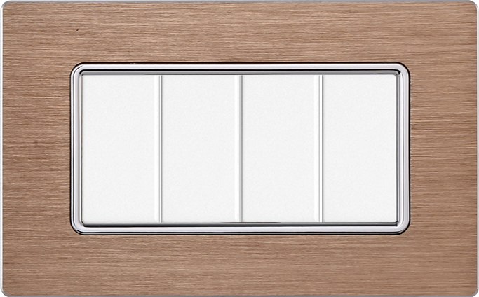 Placca in Alluminio Oro Compatibile Bticino Matix - 4 Posti - Ettroit