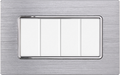 Placca in Alluminio Silver Lucido Compatibile Bticino Matix - 4 Posti - Ettroit