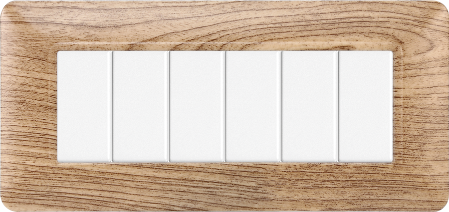 Placca in Plastica Legno Chiaro Compatibile Bticino Matix - 6 Posti - Ettroit