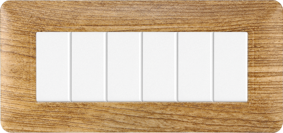 Placca in Plastica Legno Scuro Compatibile Bticino Matix - 6 Posti - Ettroit