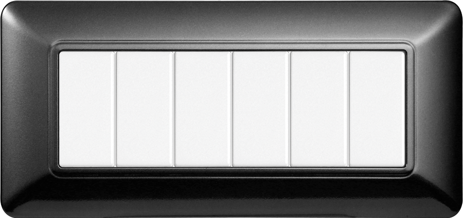 Placca in Plastica Acciaio Scuro Compatibile Bticino Matix - 6 Posti - Ettroit