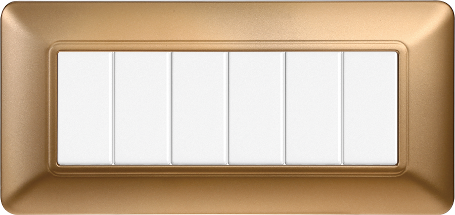 Placca in Plastica Oro Compatibile Bticino Matix - 6 Posti - Ettroit