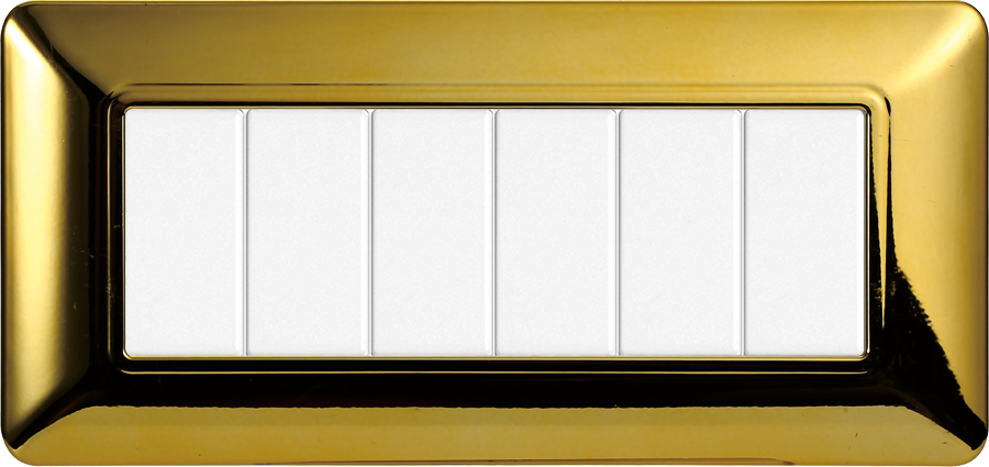 Placca in Plastica Oro Lucido Compatibile Bticino Matix - 6 Posti - Ettroit