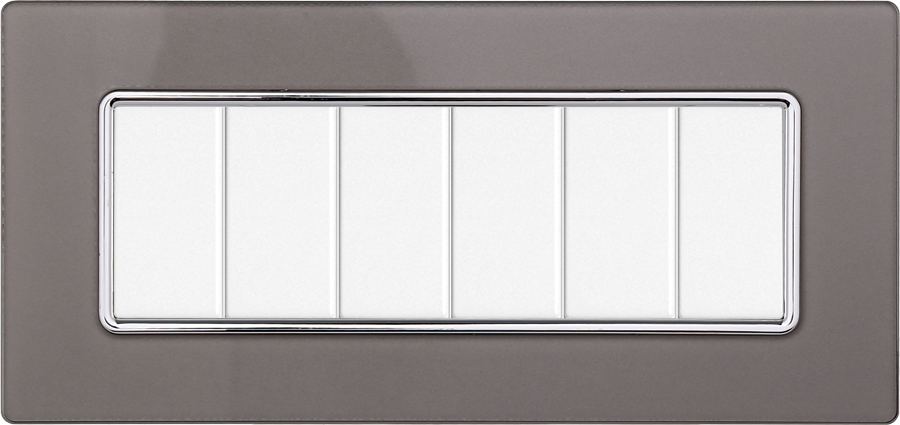 Placca in Vetro Silver Compatibile Bticino Matix - 6 Posti - Ettroit