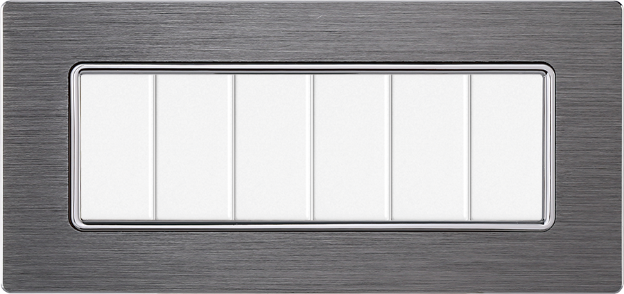 Placca in Alluminio Silver Compatibile Bticino Matix - 6 Posti - Ettroit