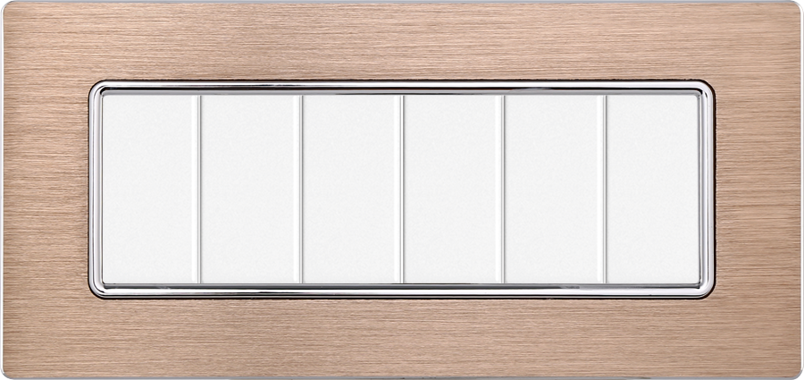 Placca in Alluminio Oro Compatibile Bticino Matix - 6 Posti - Ettroit