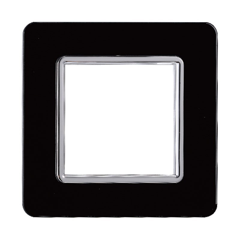 Placca in Vetro Nera Compatibile Vimar Plana - 2 Posti - Ettroit
