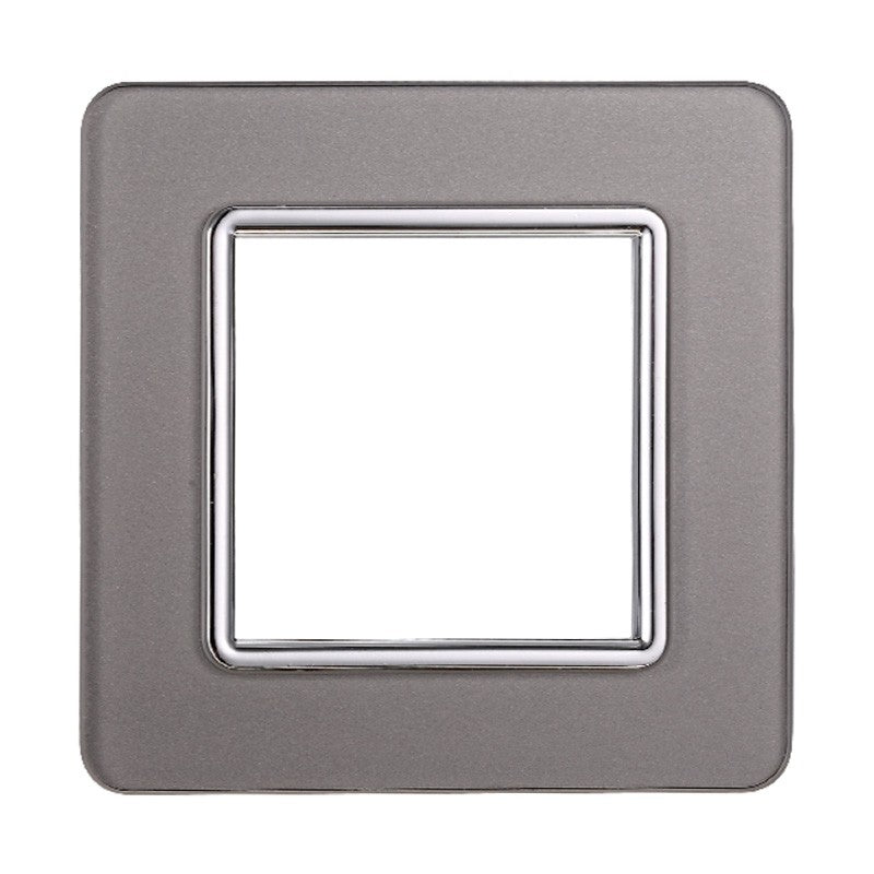 Placca in Vetro Silver Compatibile Vimar Plana - 2 Posti - Ettroit